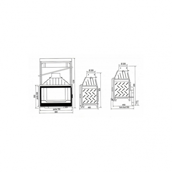 Чугунная топка Visio 8 с подъемным механизмом