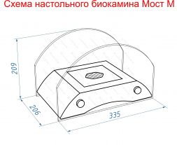 Настольный биокамин Lux Fire "Пушкинский мост" М (серебро)