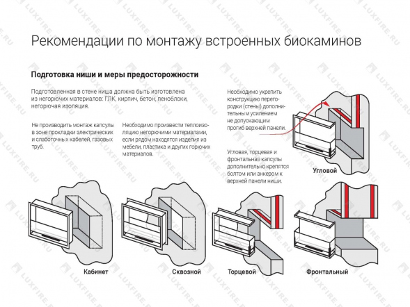 Встроенный биокамин Lux Fire Кабинет 530 S