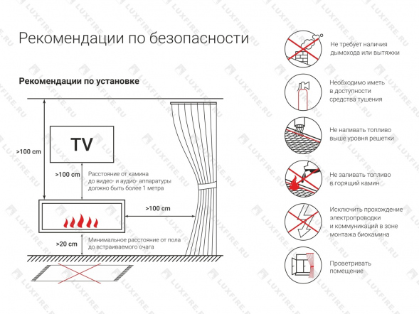 Встроенный биокамин Lux Fire Кабинет 530 S